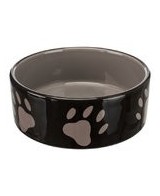 Comedero de Cerámica con Huellas Marrón 0.3L para Mascotas Pequeñas | Elegante, Resistente y Fácil de Limpiar