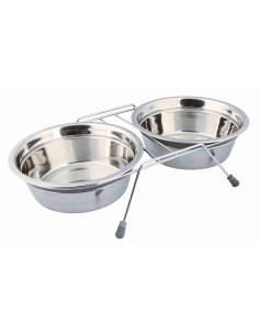 Comedero Doble Acero Inoxidable Antivibrante 0.25L para mascotas Endanea