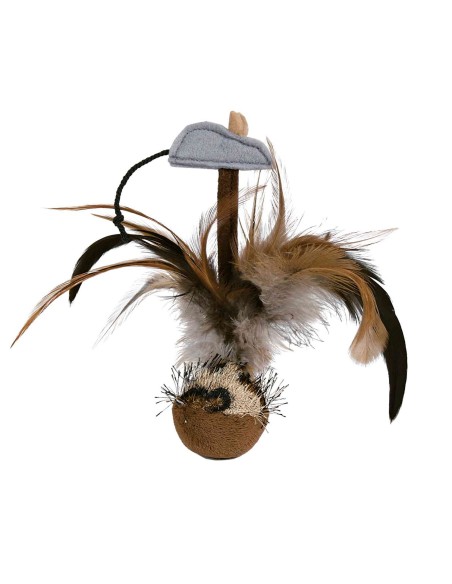 Bola con Pluma y Sonido para Gatos 15 cm  Juguete Interactivo Seguro y Duradero