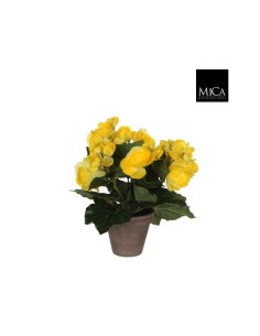 BEGONIA AMARILLA ARTIFICIAL EN MACETA 9X25X20CM