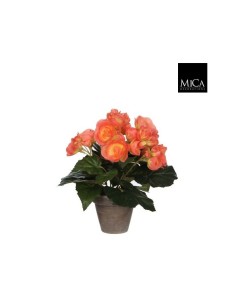 BEGONIA SALMON ARTIFICIAL EN MACETA 9X25X20CM