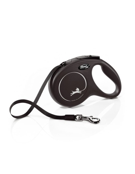Flexi NewClassic Cinta Retráctil 5m M Negro | Correa Perro Duradera y Cómoda