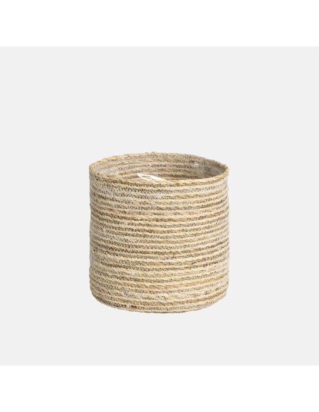 Basket Cilindro Tongi Maxi 18x18 cm  Cesta Natural y Blanca para Decoración y Almacenamiento | Endanea Garden