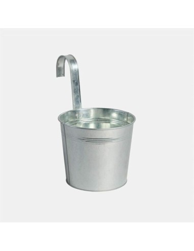Cubo para Colgar de Zinc Galvanizado 14x13/25cm  Maceta y Almacenamiento Resistente para Jardín

